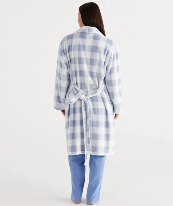 Check Print Soft Fleece Gown-Sussan Best