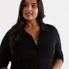 Wool Blend Button Long Sleeve Top-Sussan Flash Sale